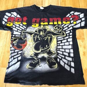 Vintage Taz Shirt 90s Got Game All Over Print Looney Tunes Large Basketball